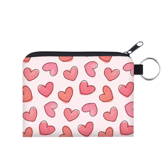 Card & Coin Pouch -  Hearts Speckle Pink