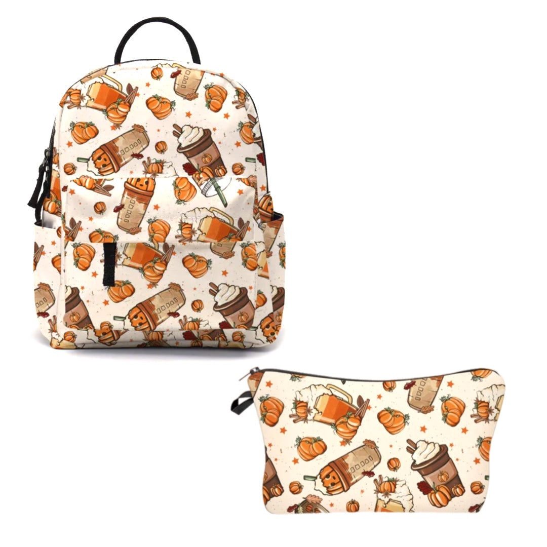 Mini Backpack & Pouch Set -  Pumpkin Spice All Over