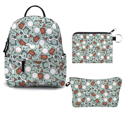 Mini Backpack, Pouch & Coin Purse Set - Golf