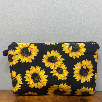 Pouch - Floral Sunflowers on Black