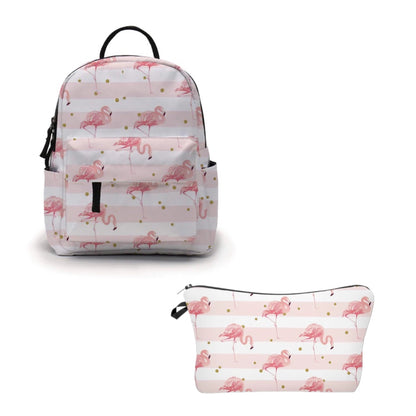 Mini Backpack & Pouch Set - Flamingo Pink Stripe