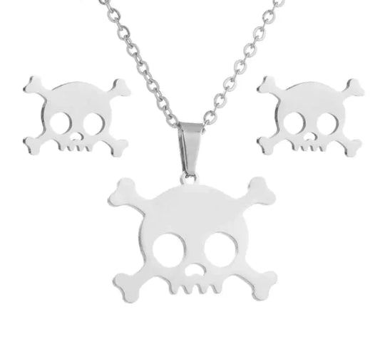 Silver Skull Crossbones Set