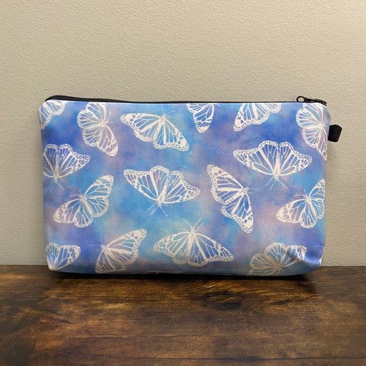 Pouch - Butterfly White on Blue