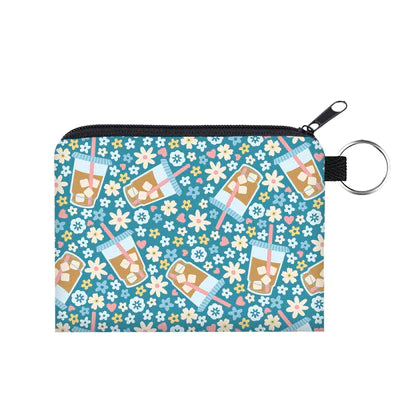 Card & Coin Purse - Coffee Blue Floral