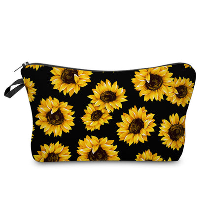 Pouch - Floral Sunflowers on Black