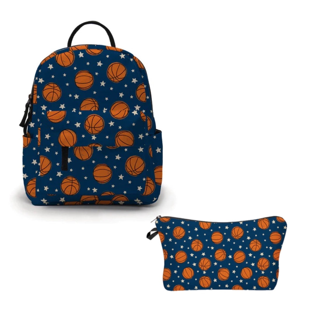 Mini Backpack & Pouch Set -  Basketball