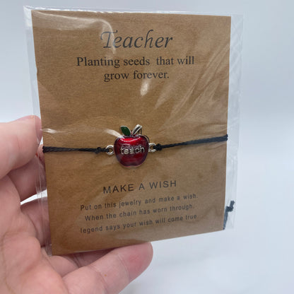 Bracelet - Make A Wish - Teacher Red Apple