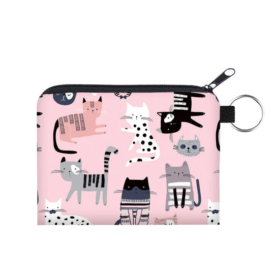 Card & Coin Purse - Cats on Pink