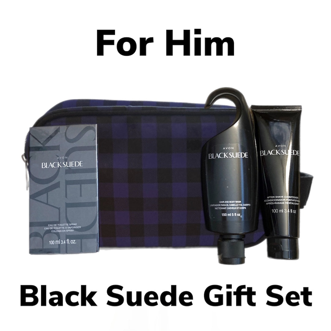 Avon Black Suede 4-Piece Gift Set