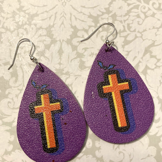 Halloween Earrings - Teardrop Cross