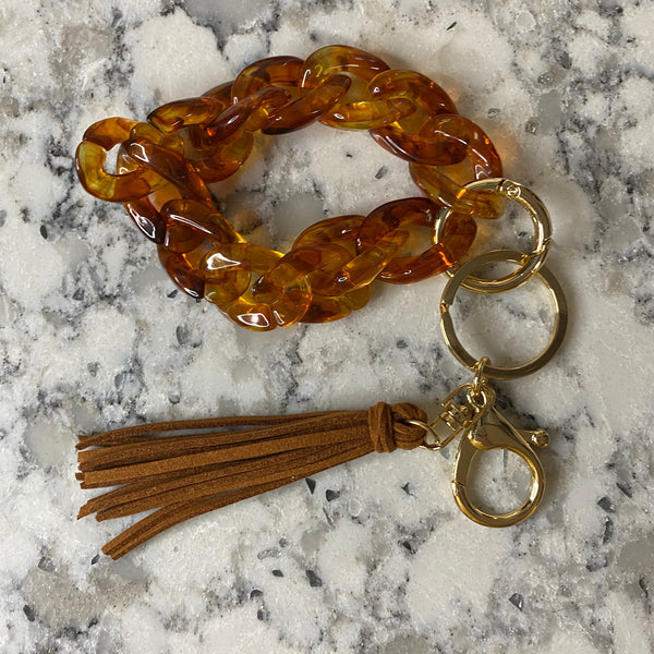 Large Link Keychain Bracelet w/Tassel