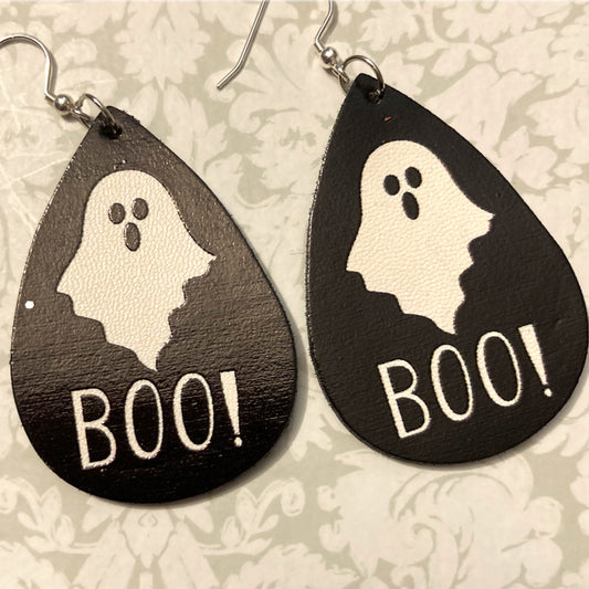 Halloween Earrings - Teardrop Ghost Boo!