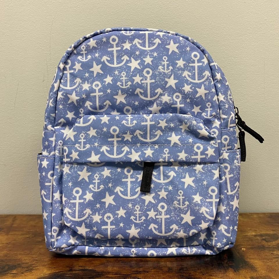 Mini Backpack & Pouch Set - Denim Anchors