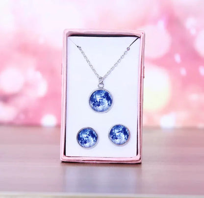 Glow in the Dark Moon Pendant & Earrings Set