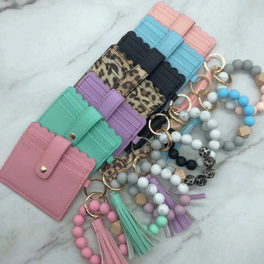 Silicone Beaded Wallet Wristlet