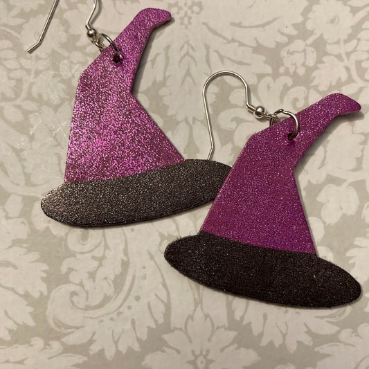 Halloween Earrings - Witch Hat purple/black