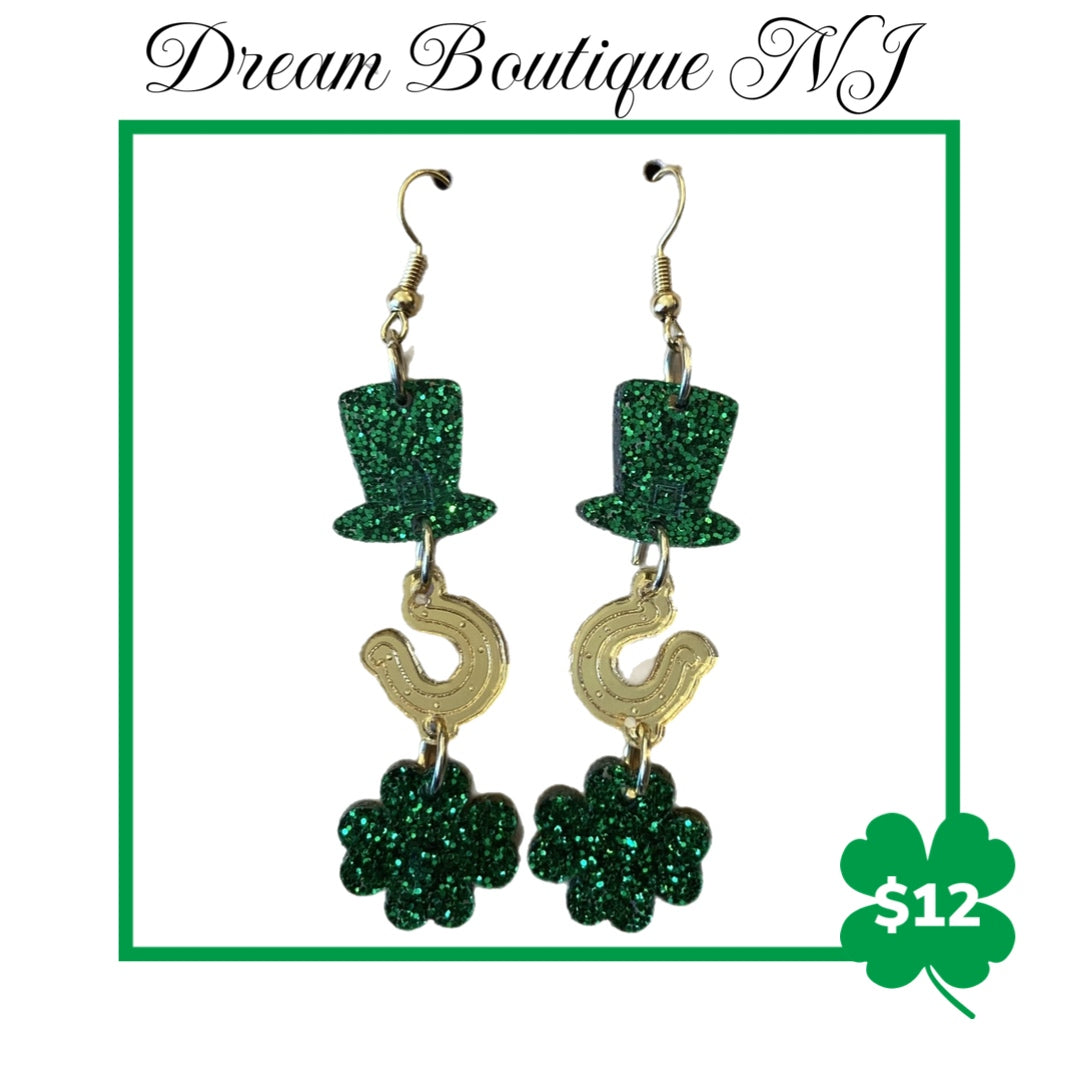 Earrings - Acrylic SPD Hat/horseshoe/clover Dangle