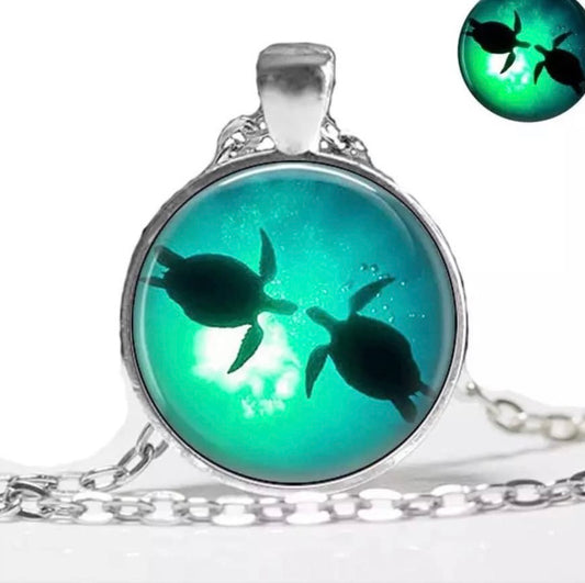 Glow in the Dark Sea Turtles Necklace