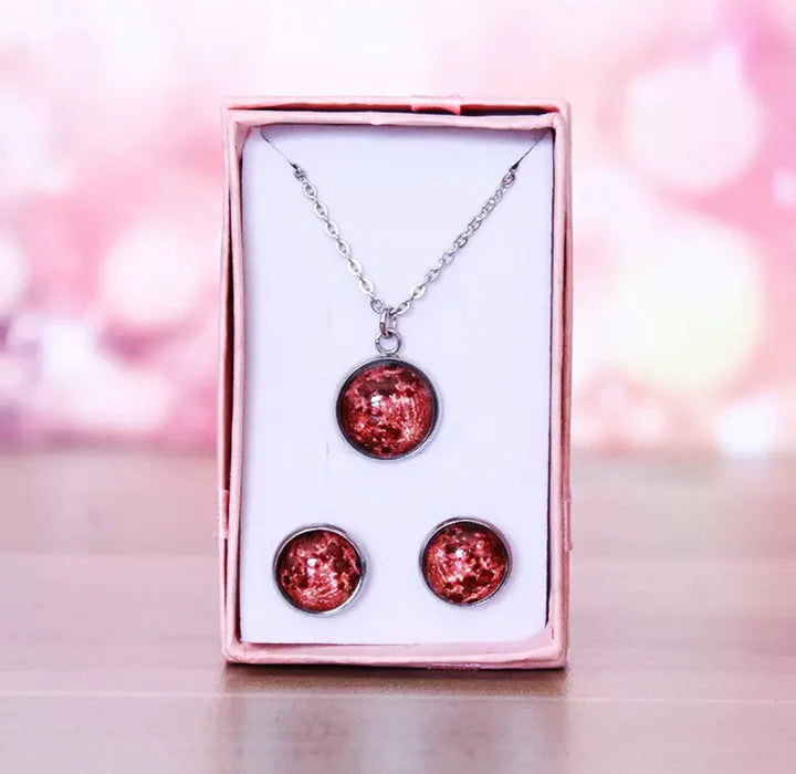 Glow in the Dark Moon Pendant & Earrings Set