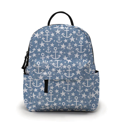 Mini Backpack & Pouch Set - Denim Anchors