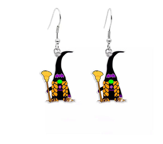 Earrings - Halloween Witch & Broom