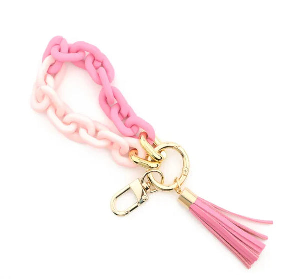 Small Link Keychain Bracelet w/Tassel