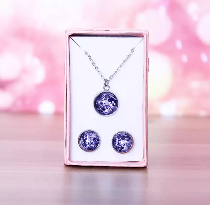 Glow in the Dark Moon Pendant & Earrings Set