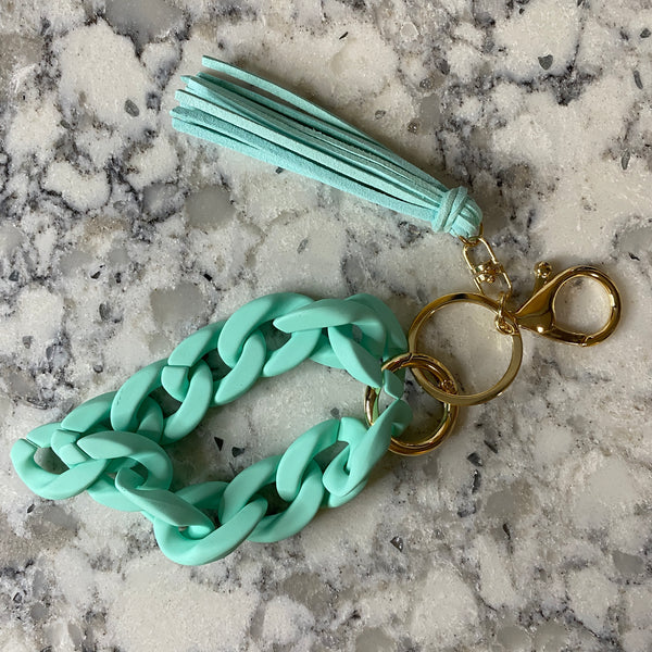 Large Link Keychain Bracelet w/Tassel